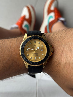 Rlx Oyster Perpetual Goma Negra - Dorado Tablero Dorado