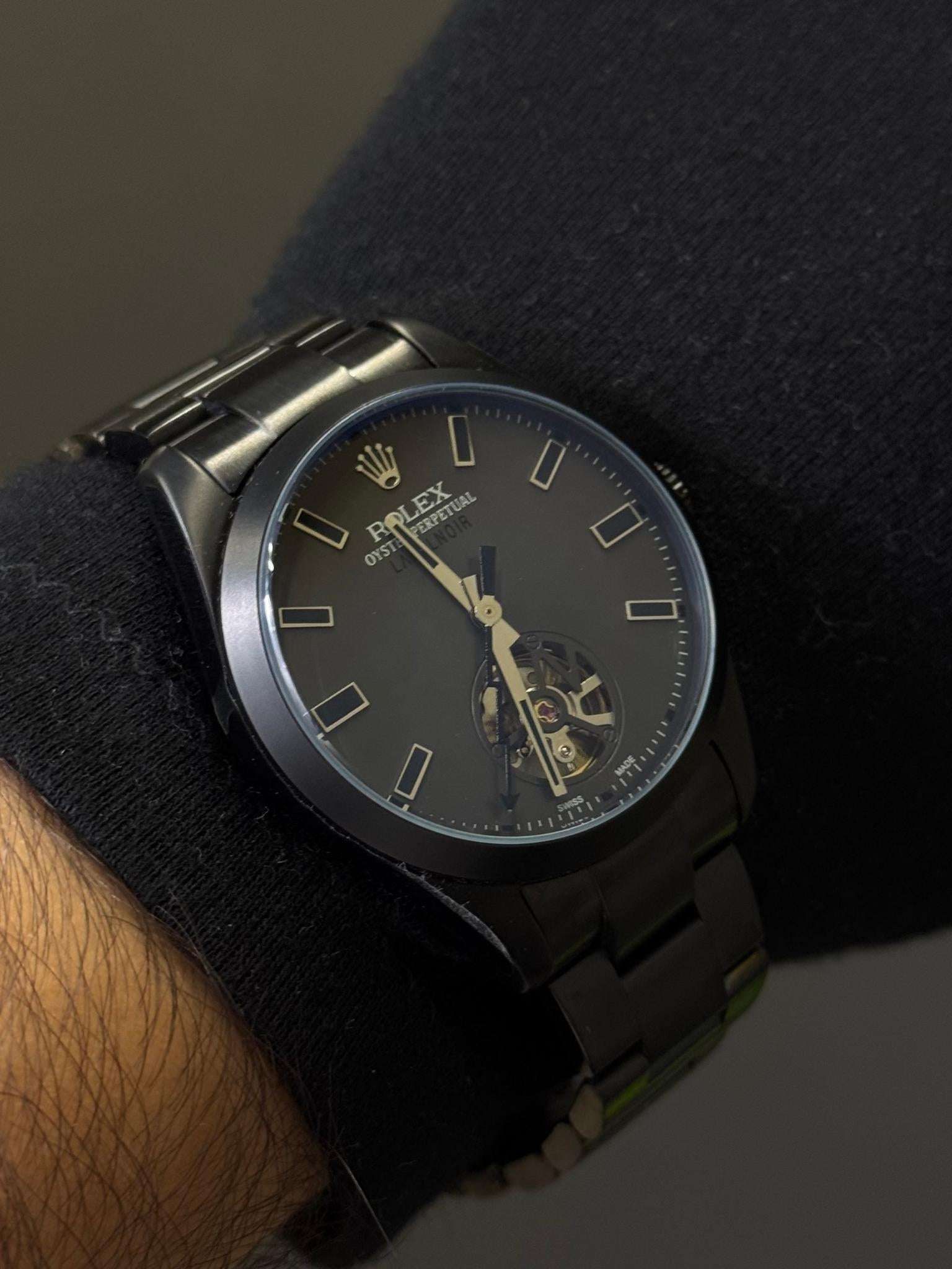 Rlx OYSTER PERPETUAL LABELNOIR Exclusive Negro Tablero Gris