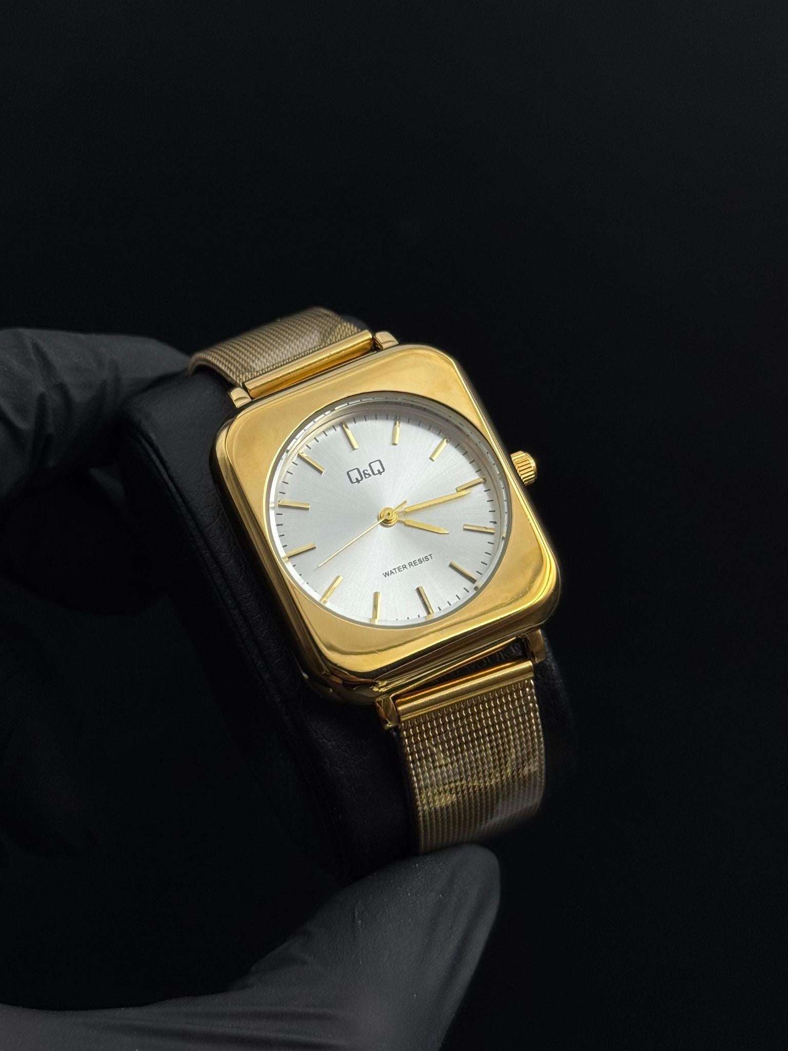 QYQ Mujer Cuadrado Malla Dorada Tablero Plateado