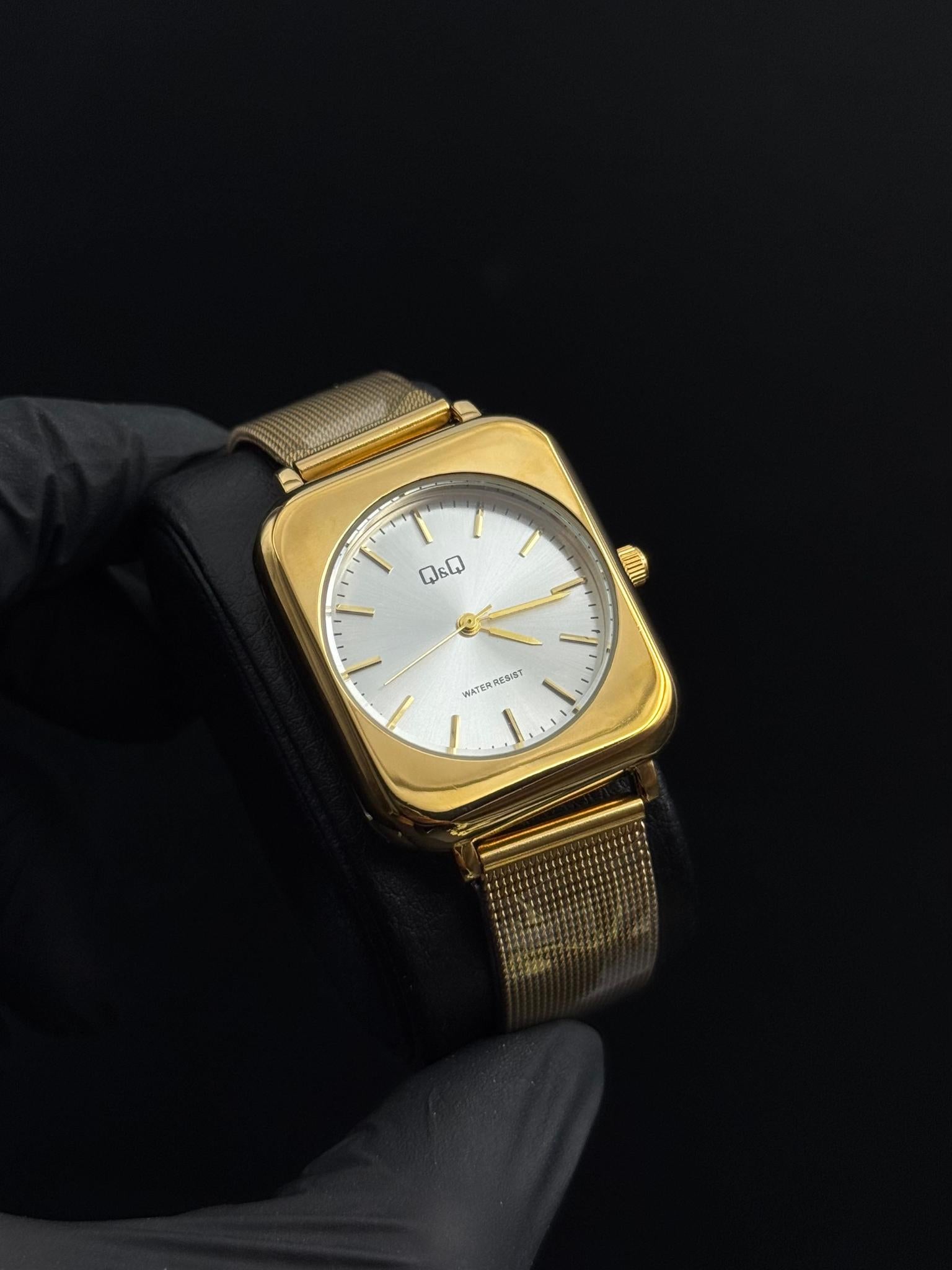 QYQ Mujer Cuadrado Malla Dorada Tablero Plateado