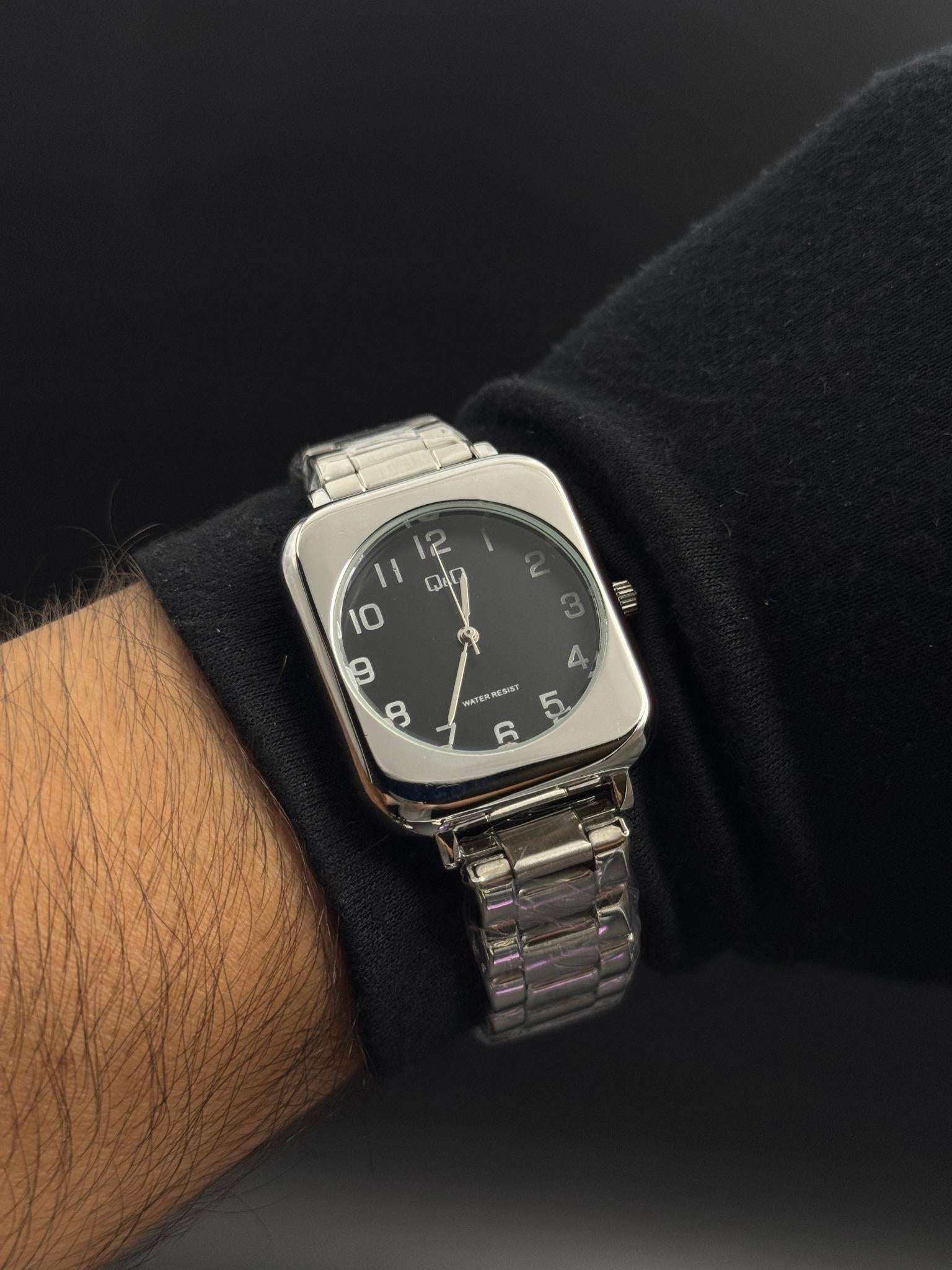 QYQ Mujer Cuadrado Nm Plateado Tablero Negro