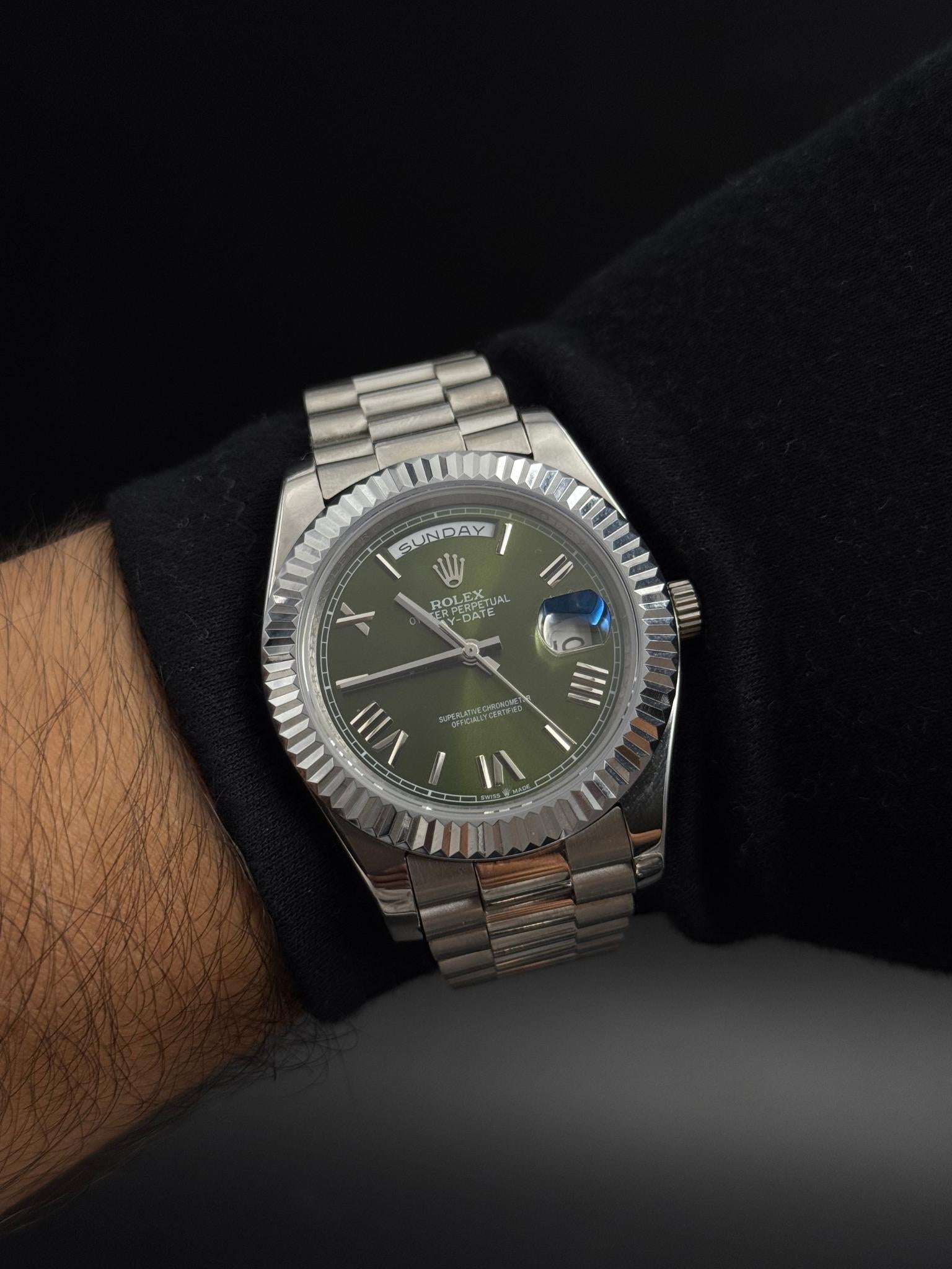 Rlx DateJust Exclusive Plateado Tablero Verde