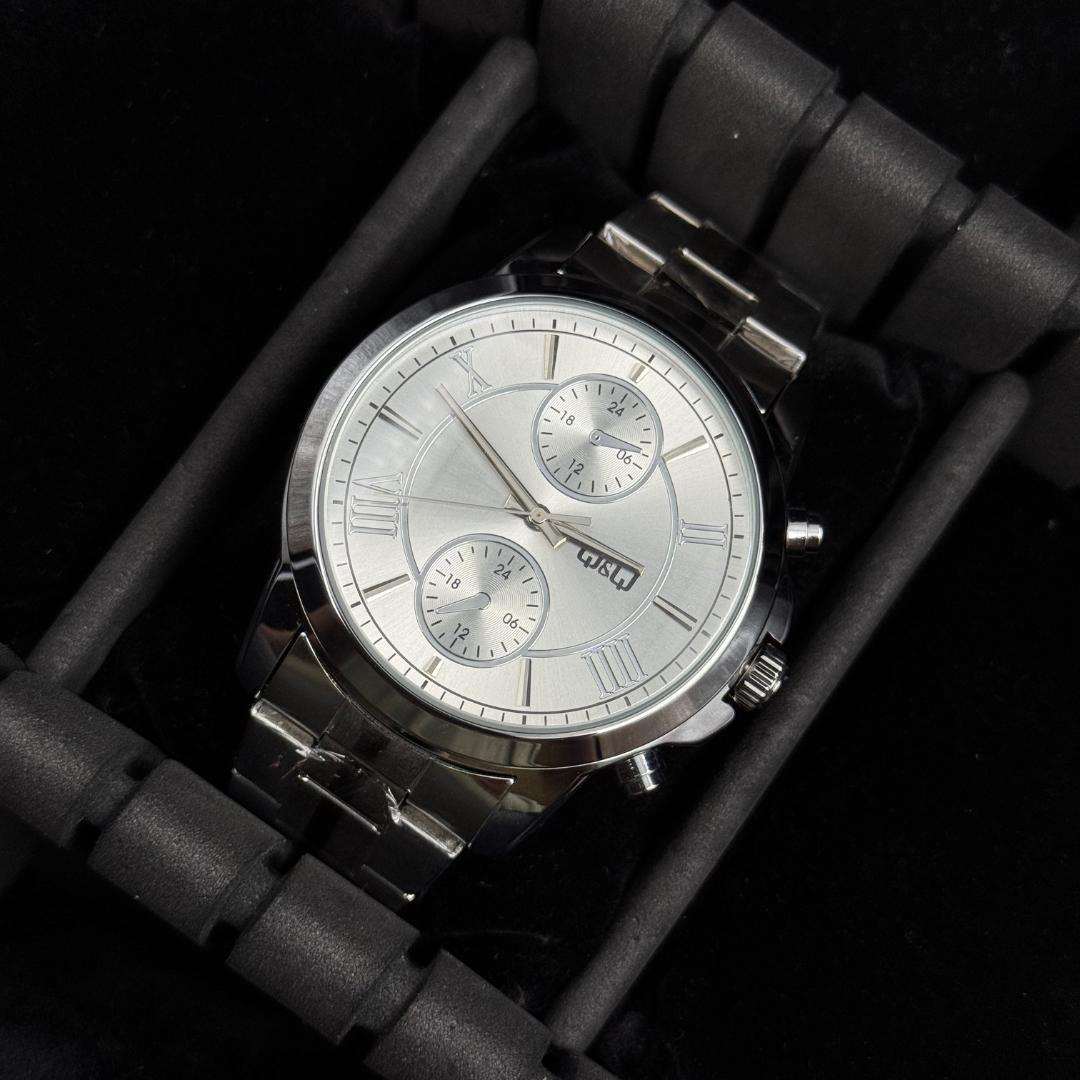 QYQ Cronógrafo Plateado Tablero Plateado