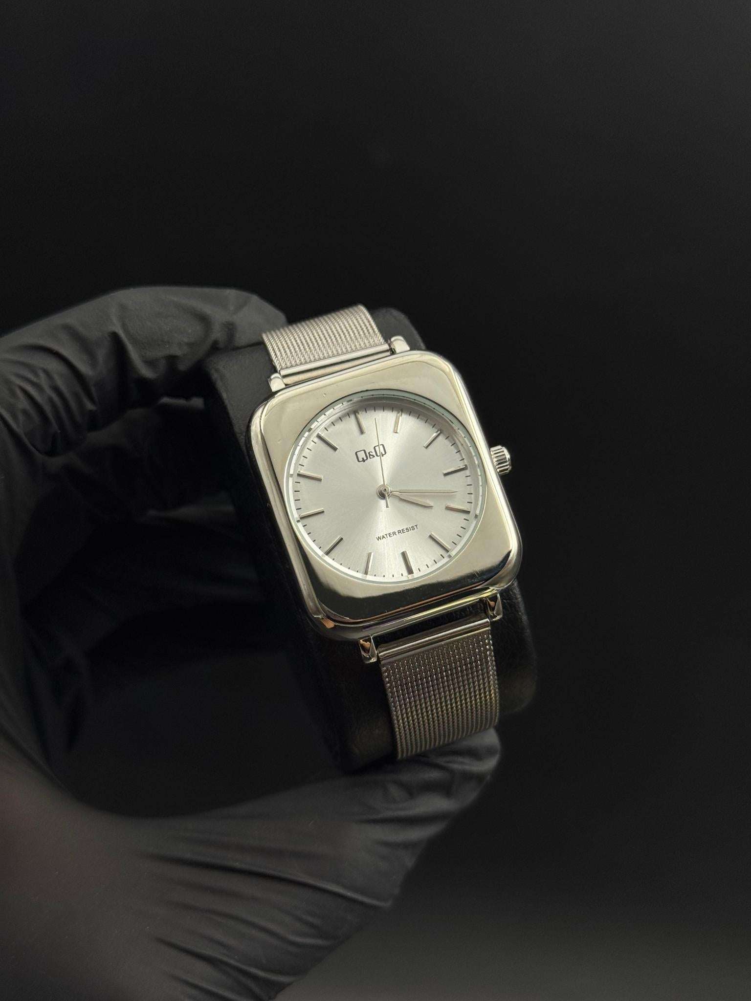 QYQ Mujer Cuadrado Malla Plateado Tablero Plateado