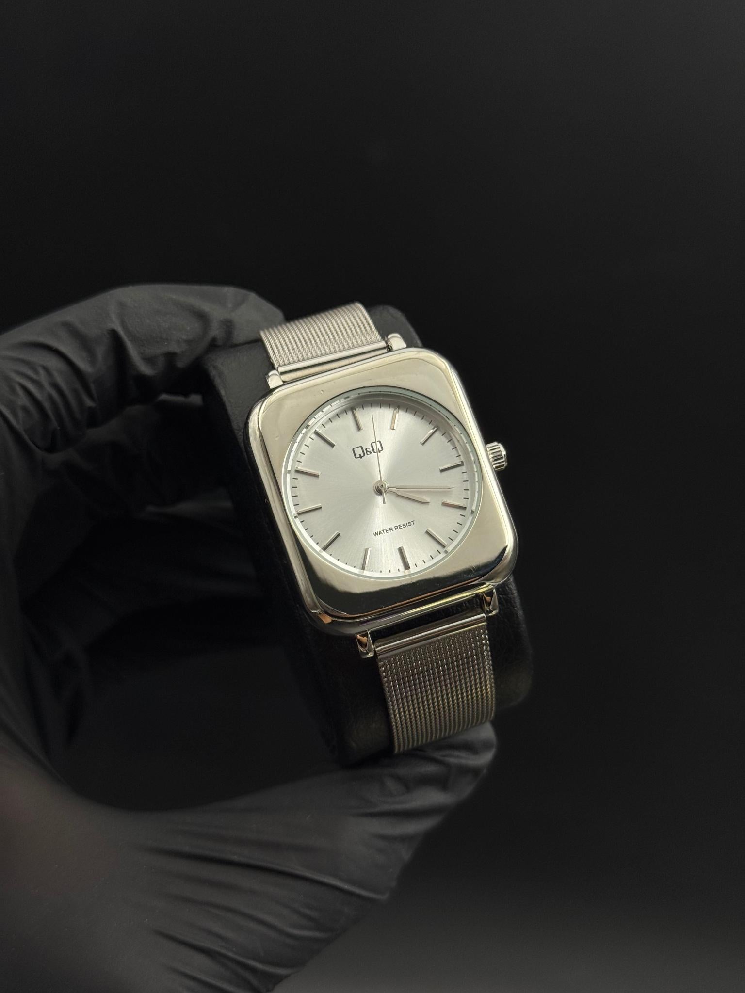 QYQ Mujer Cuadrado Malla Plateado Tablero Plateado