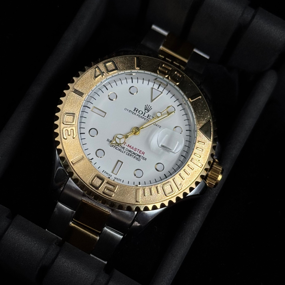 Rlx Yacht Maser Bicolor Dorado Tablero Blanco