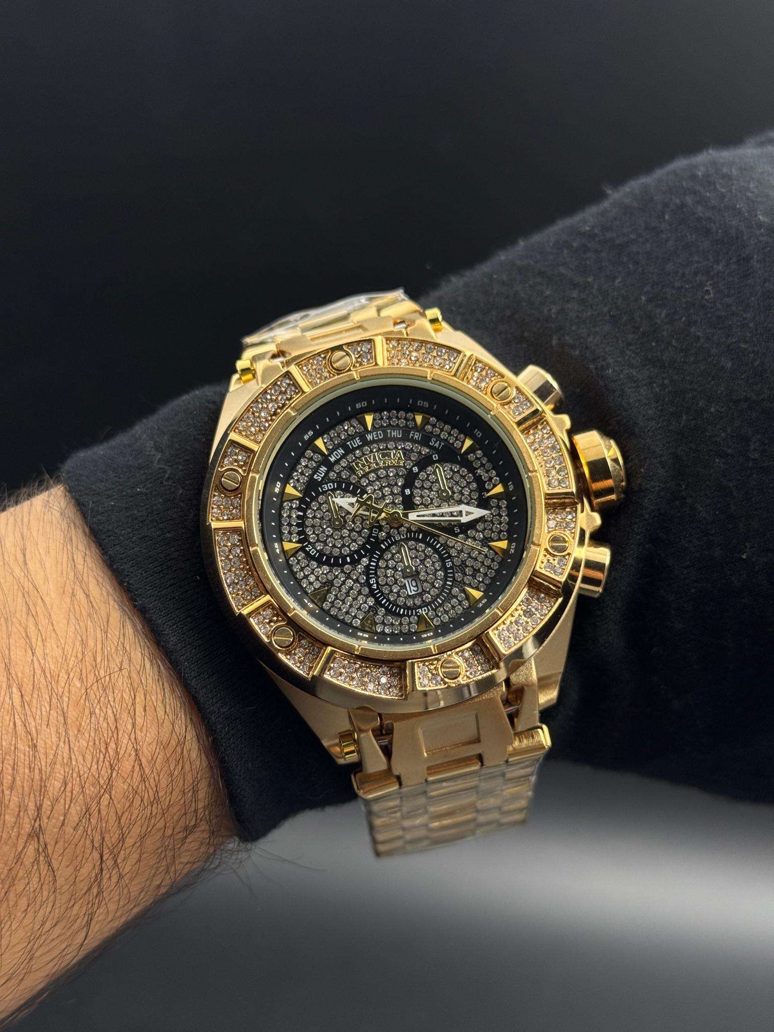 Invct Crono Circones Dorado Tablero Negro