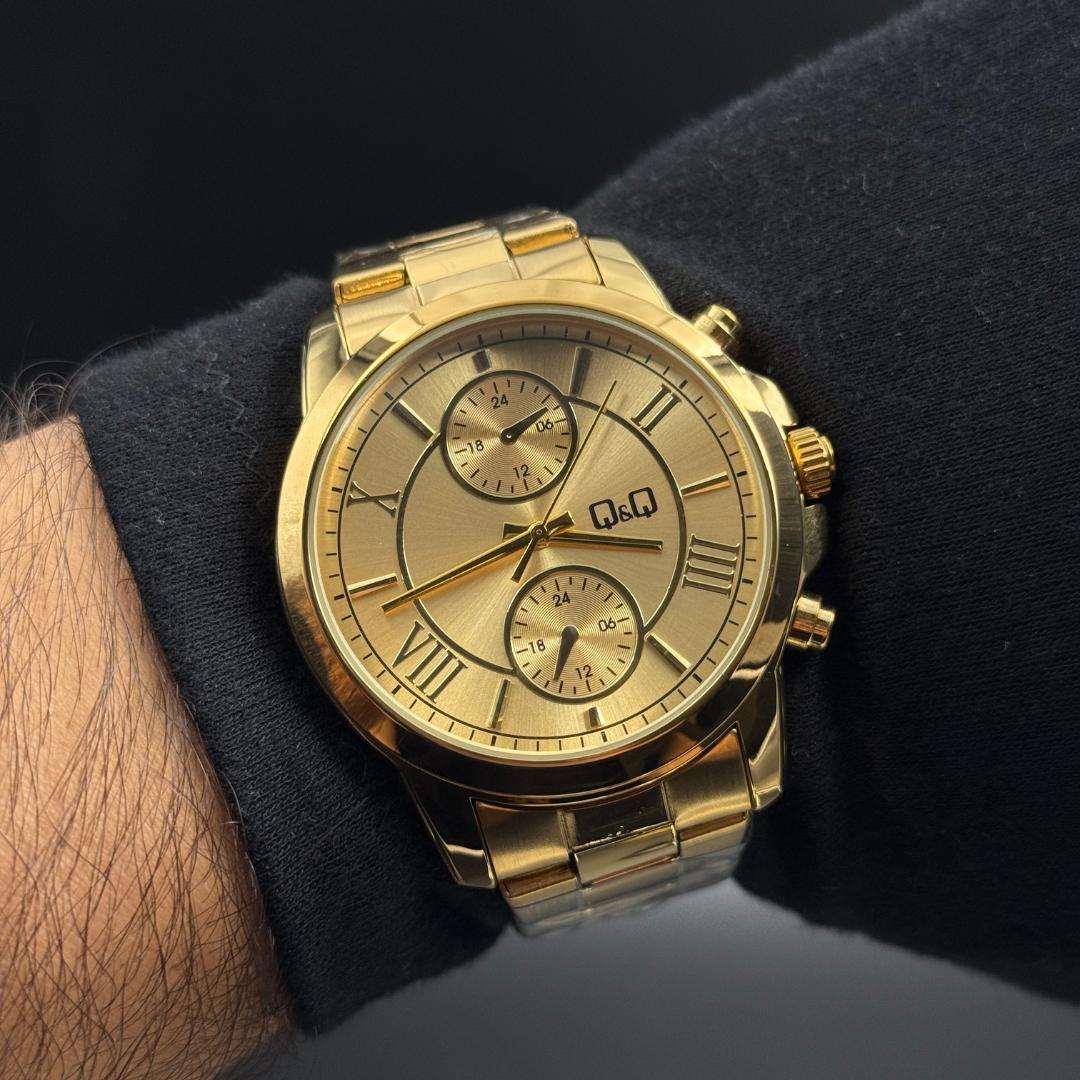 QYQ Cronógrafo Dorado Tablero Dorado