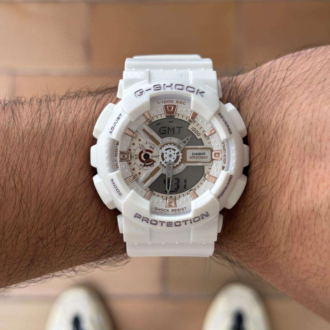 G-Shck GA-110 Blanco Tablero Blanco - Oro Rosa