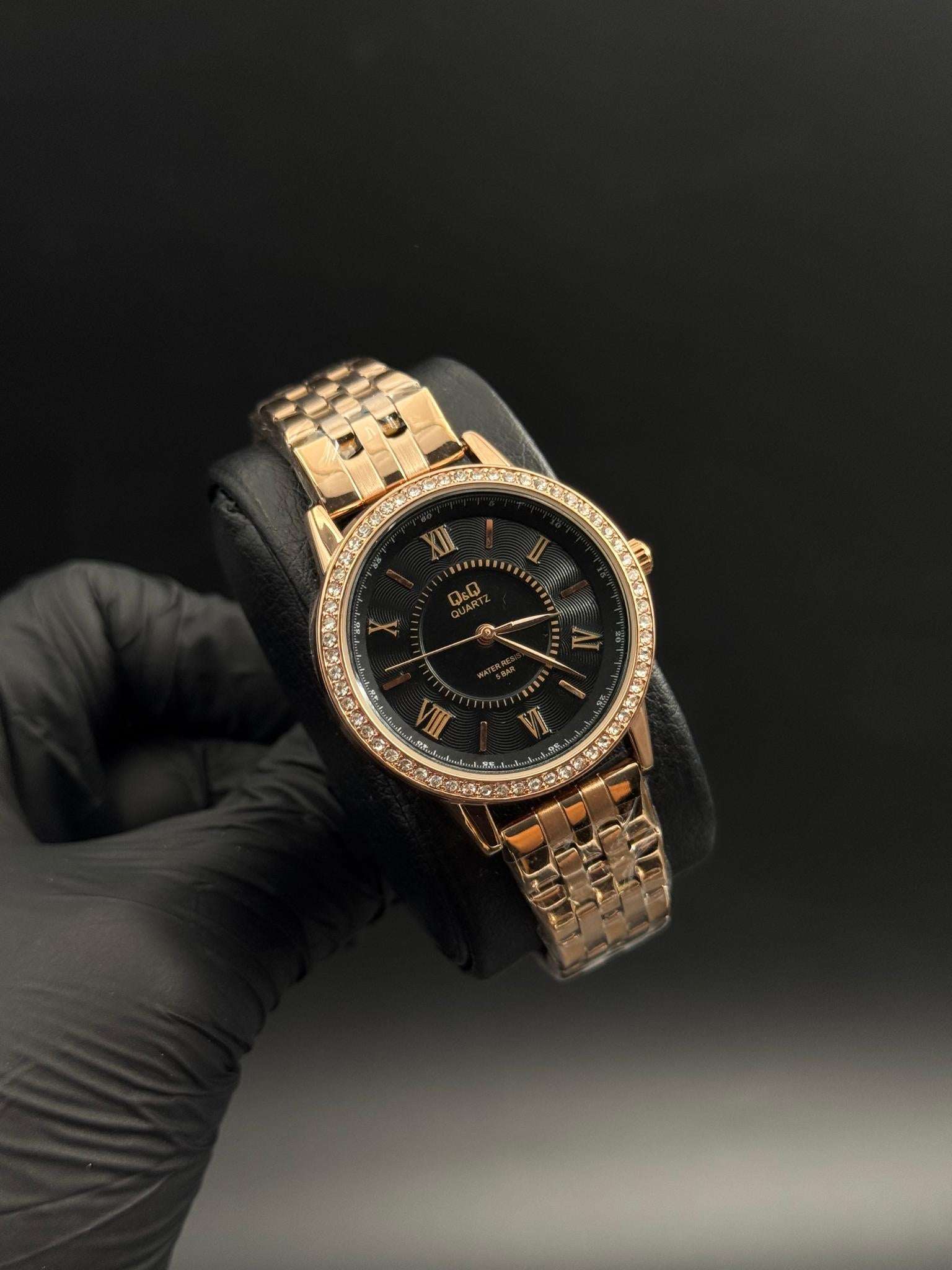 QYQ Mujer Roman Oro Rosa Tablero Negro