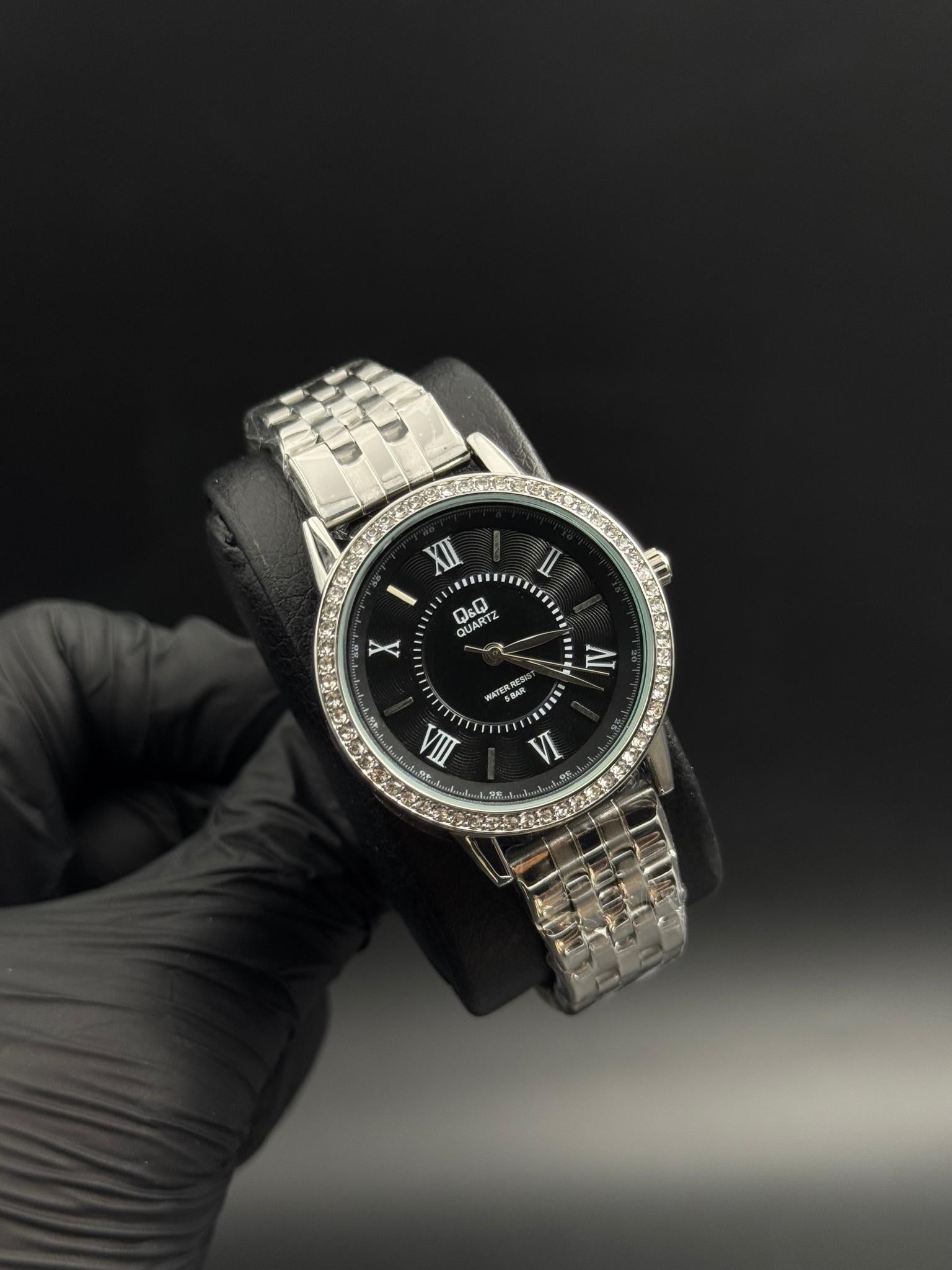 QYQ Mujer Roman Plateado Tablero Negro