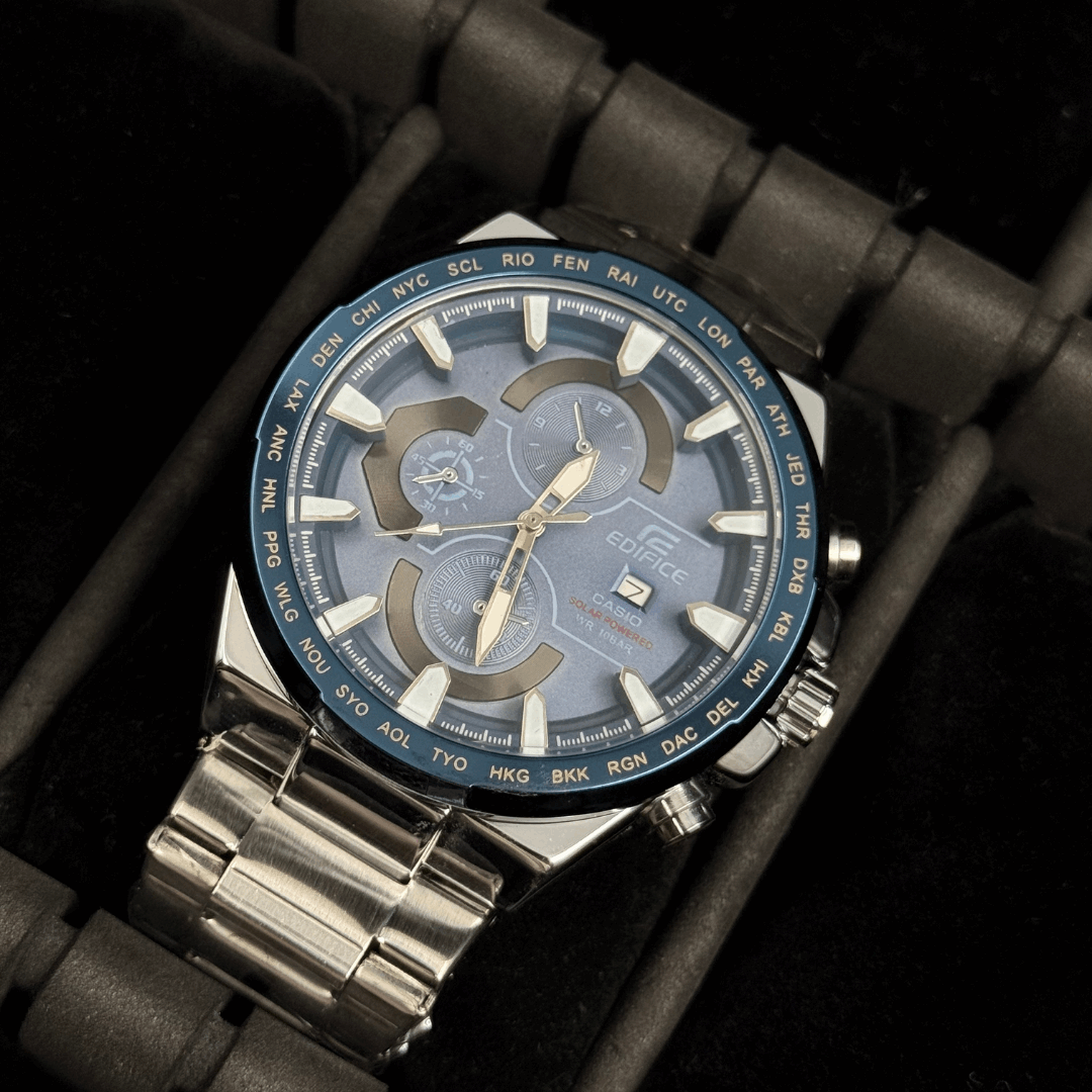 Cso Edifice P.U Plateado Tablero Azul