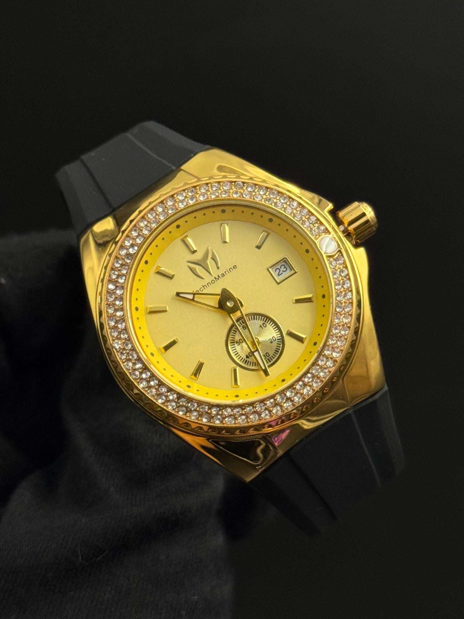 Tchmrn Monogram Mujer Negro Circones Tablero Dorado