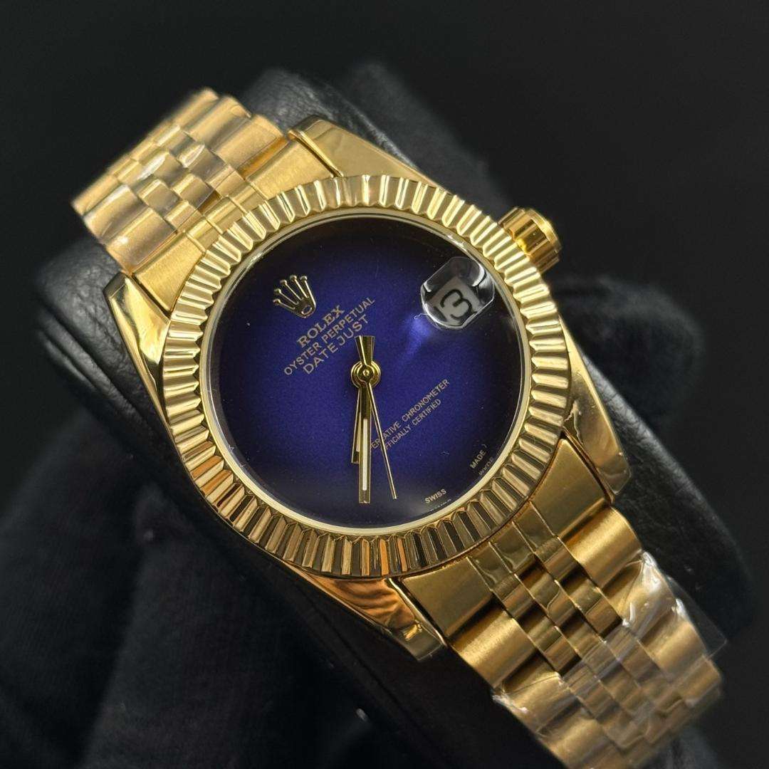 Rlx Datejust Mujer Dorado Tablero Azul