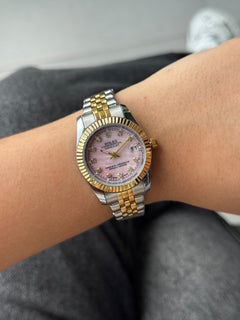 Rlx Mujer Dayjust Diamond Bicolor Tablero Rosa