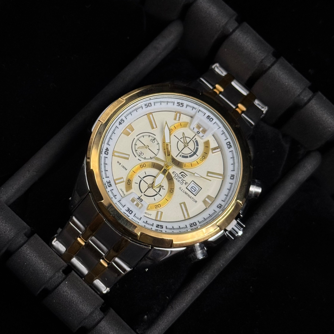 Cso Edifice SKMI Bicolor Tablero Blanco-Dorado