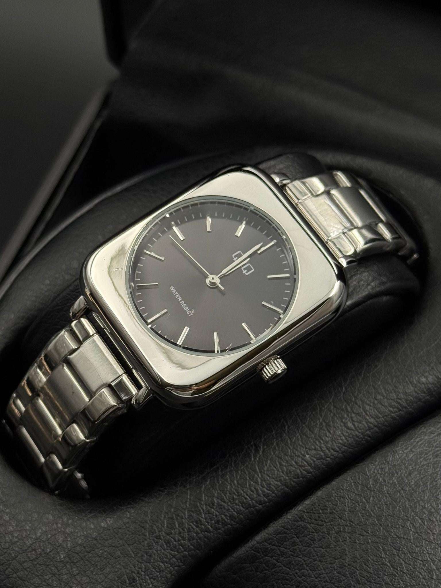 QYQ Mujer Cuadrado Plateado Tablero Negro