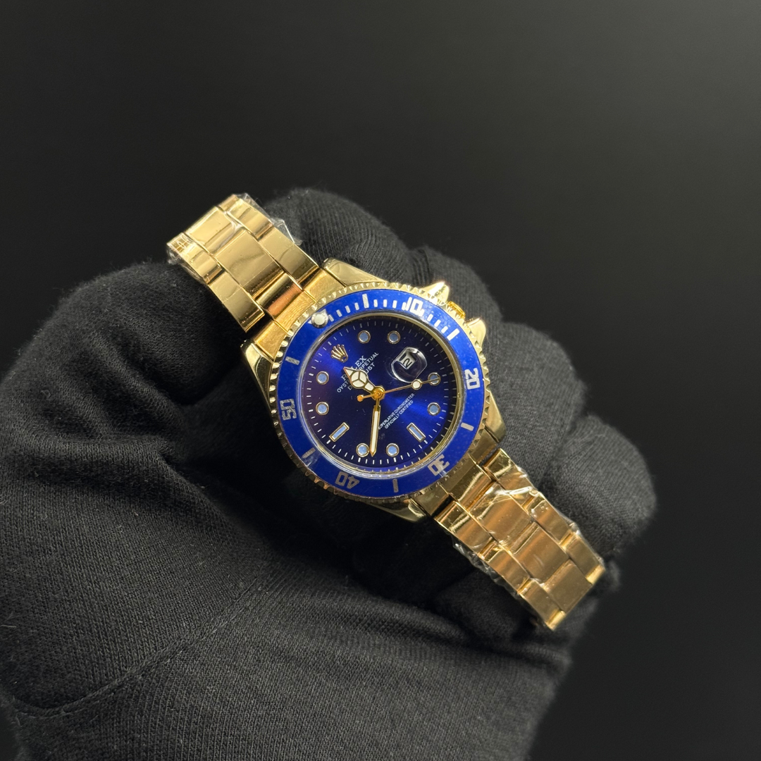Rlx Mujer Dorado Tablero Azul