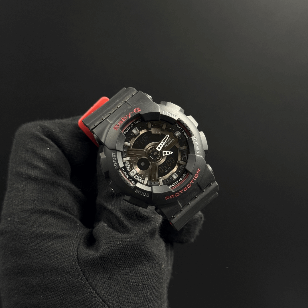 Bby-g New Negro Tablero Negro- Rojo