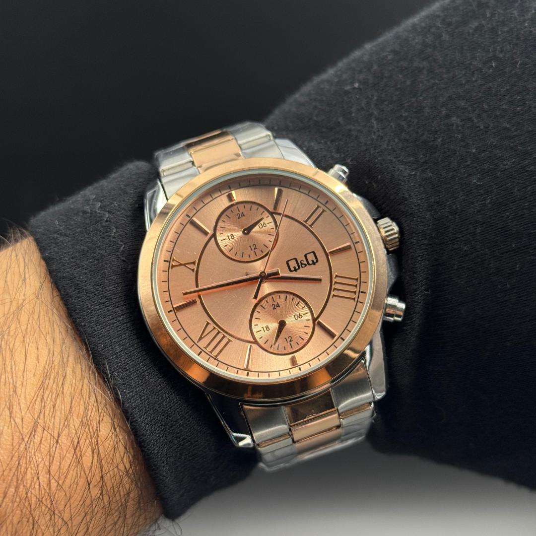 QYQ Cronógrafo Bicolor Oro Rosa Tablero Oro Rosa