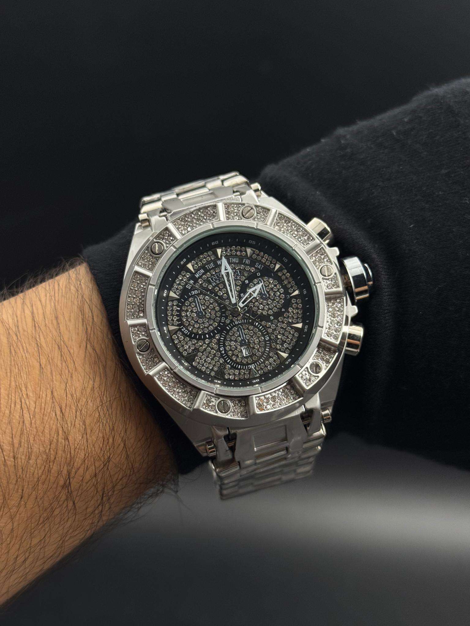 Invcta Crono Circones Plateado Tablero Negro