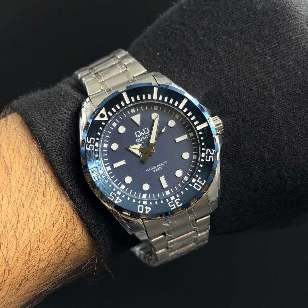 Qyq hombre Bazel Plateado Tablero Azul-Azul