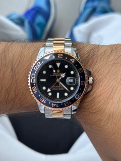 Rlx GMT 2 Bicolor oro rosa Tablero negro bisel negro