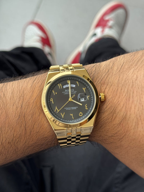 Rlx Lx Arabe Dorado Tablero Negro