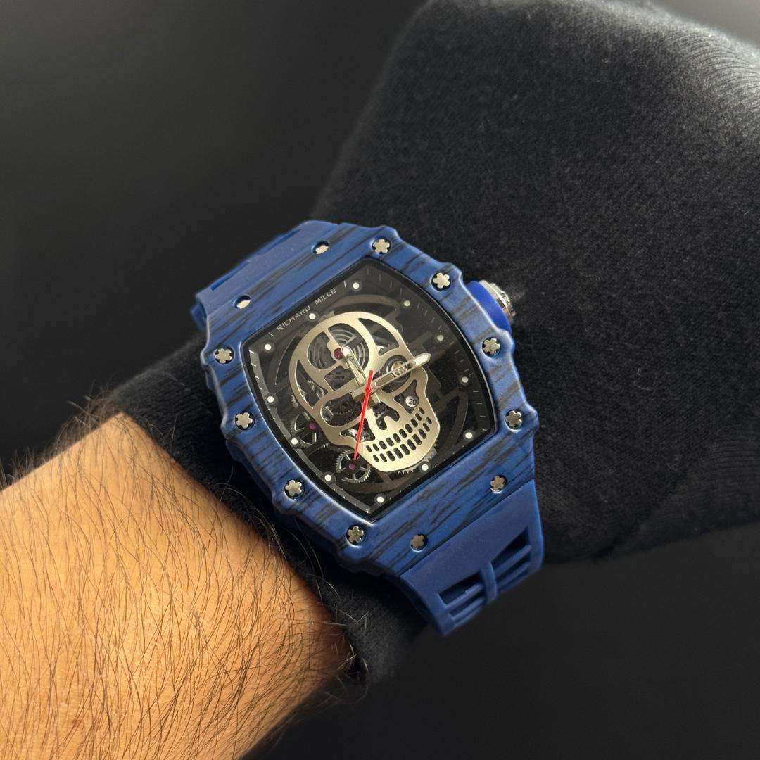 Rchrd Mll Calavera Azul Tablero Plateado-Azul