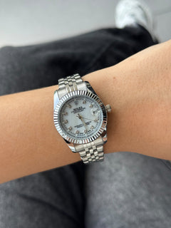 Rlx Mujer Dayjust Diamond Plateado Tablero plateado perla