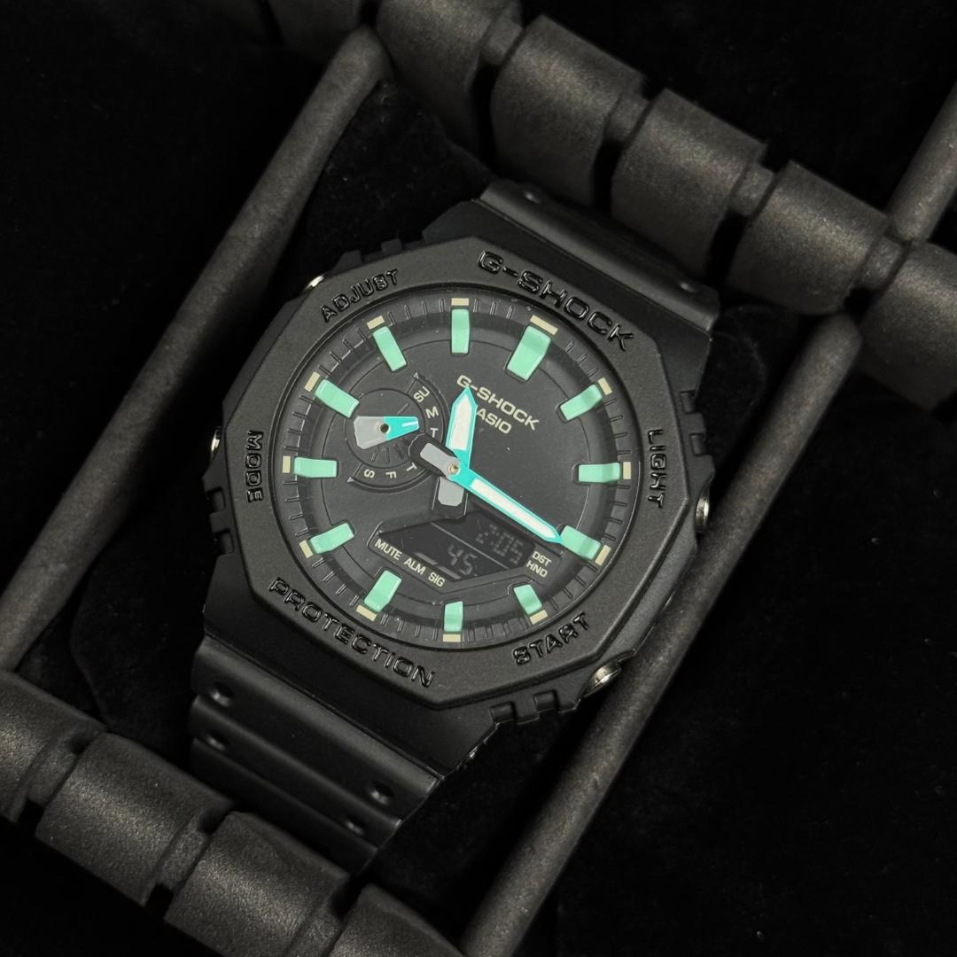 G-Shck Manga Negro Tablero Negro-Verde Menta