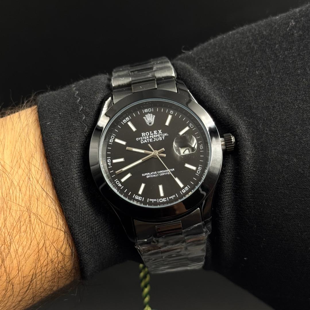 Rlx DateJust 41 Negro Tablero Negro-Plateado