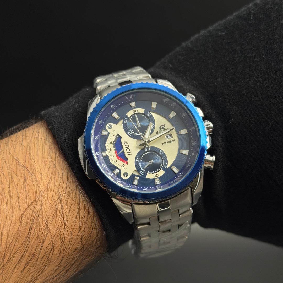 Casio Edifice PU Plateado Tablero Azul
