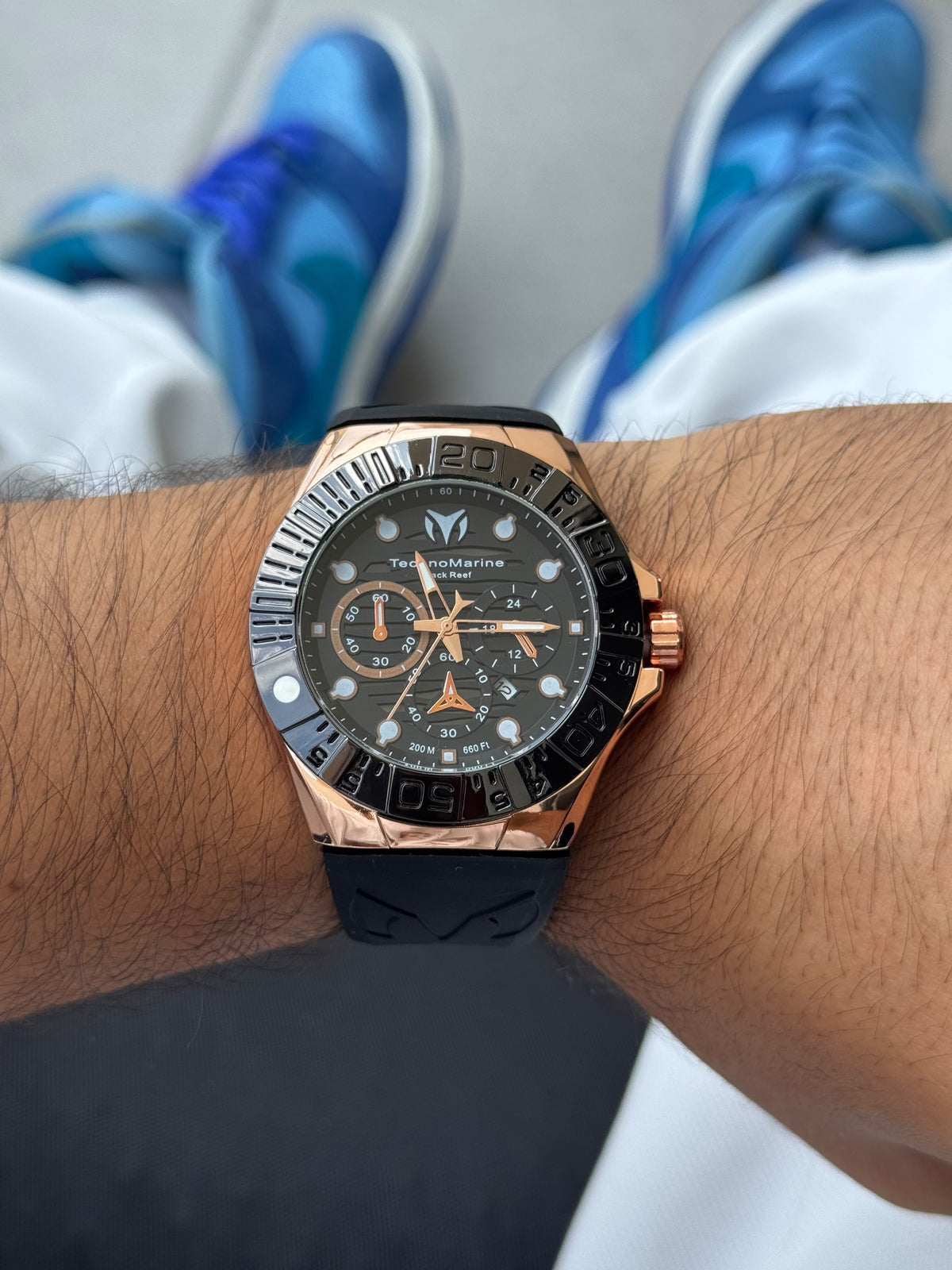 Tchmrn Cruise Black Goma Negra Tablero Negro Oro Rosa