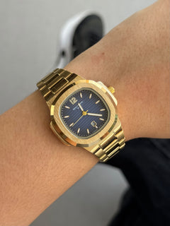Ptk Mujer Dorado Tablero Azul Oscuro