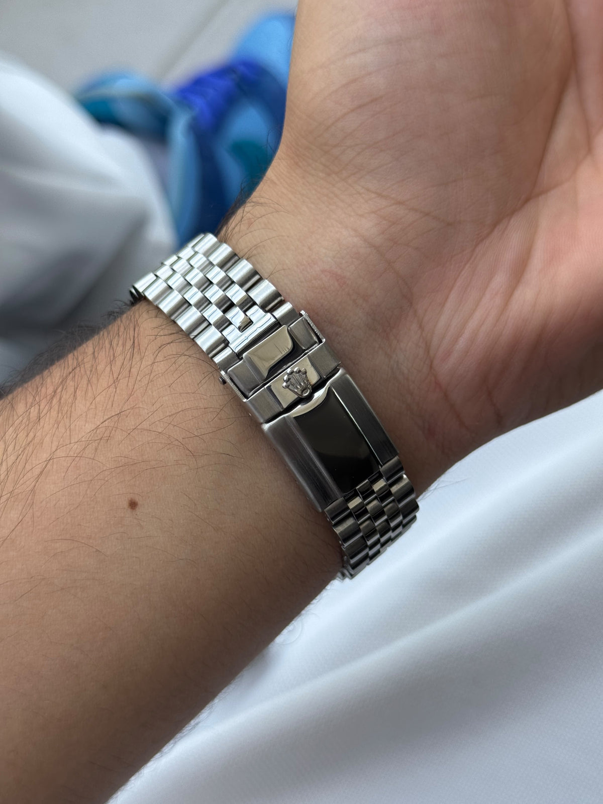 Rlx GMT 2 Plateado Tablero Azul Bisel Negro