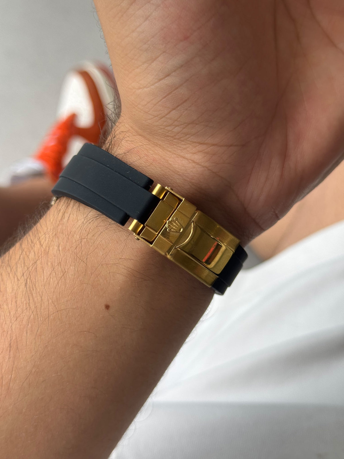 Rlx Oyster Perpetual Goma Negra - Dorado Tablero Dorado