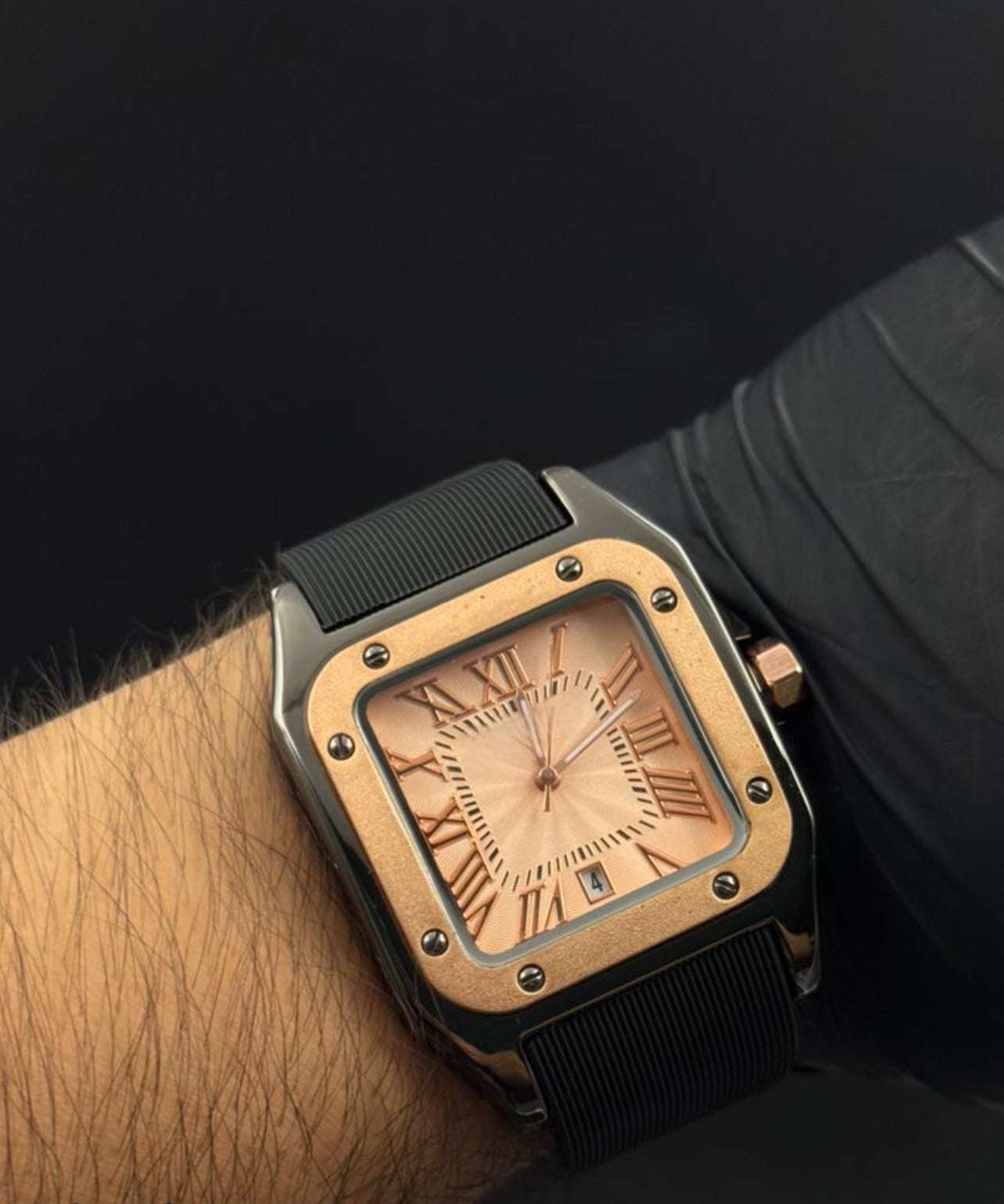 Crtr Santos New Goma Negra Tablero Oro Rosa