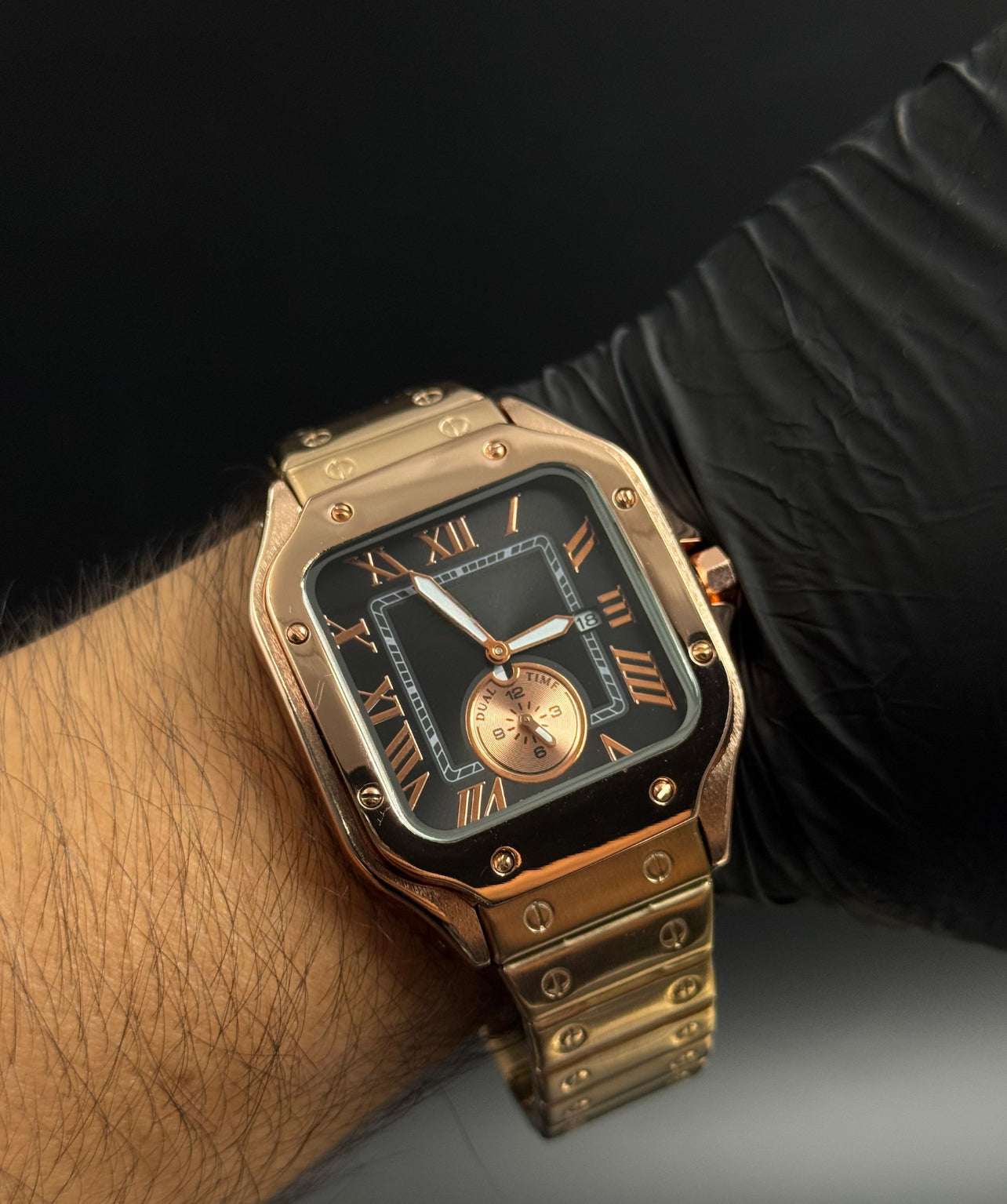 Crtr Crono Metalico Oro Rosa Tablero Negro