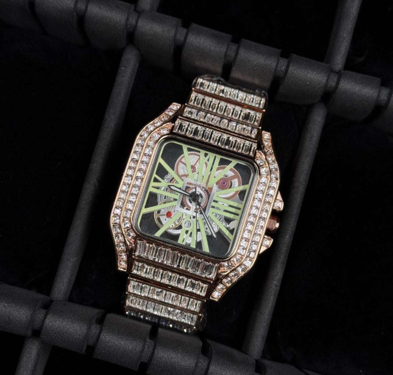 Crtr Santos Skeleton Metal Circones Oro Rosa Tablero Verde