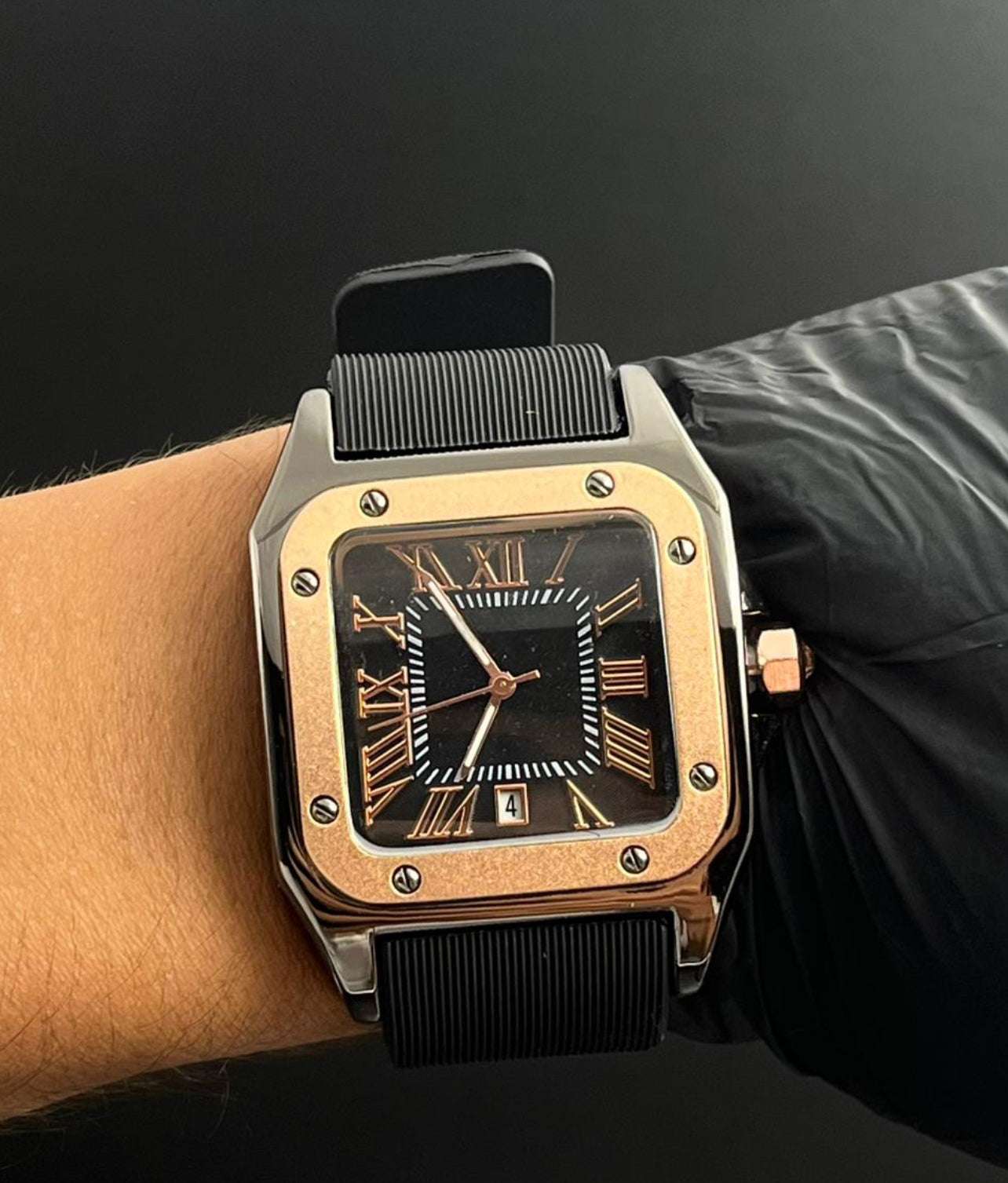 Crtr Santos New Goma Negra Tablero Negro Oro Rosa