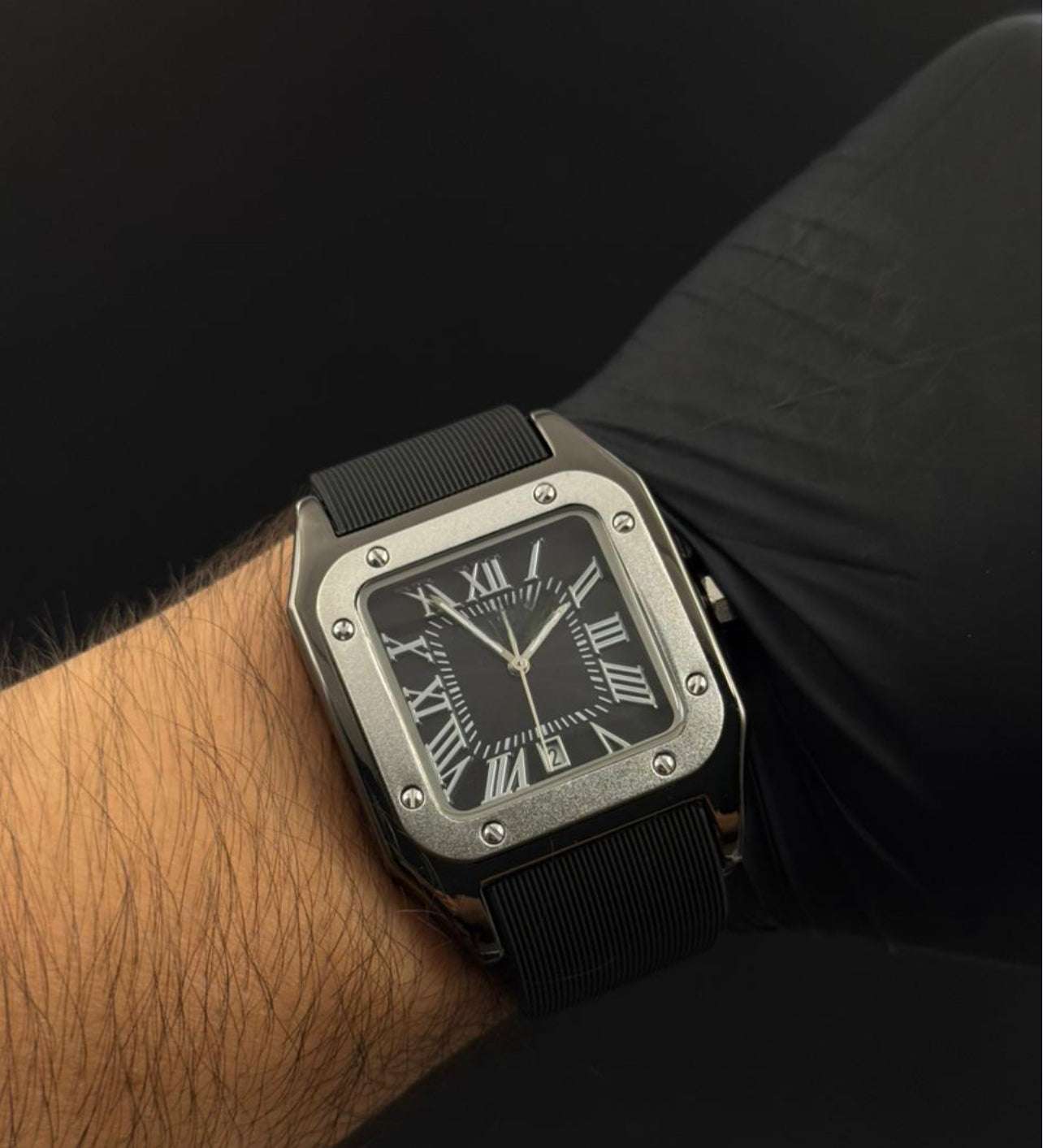 Crtr Santos New Goma Negra Tablero Negro Plateado