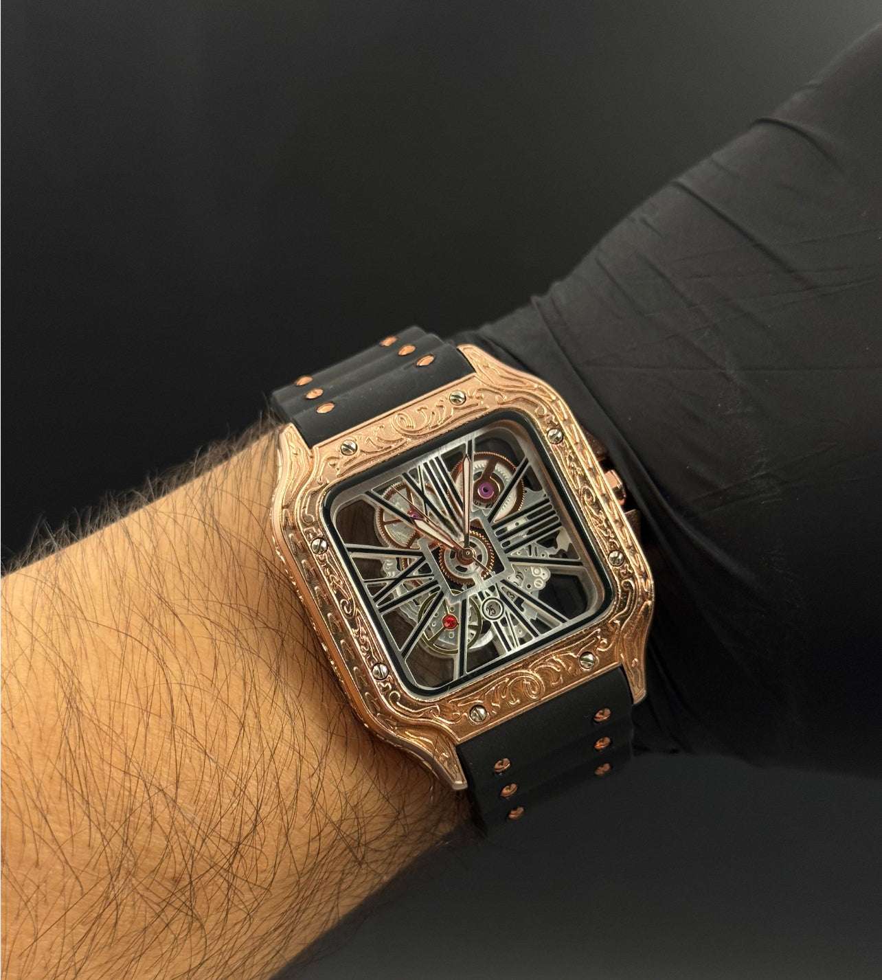 Crtr Santos Tallado Negro Tablero Plateado Oro Rosa Negro