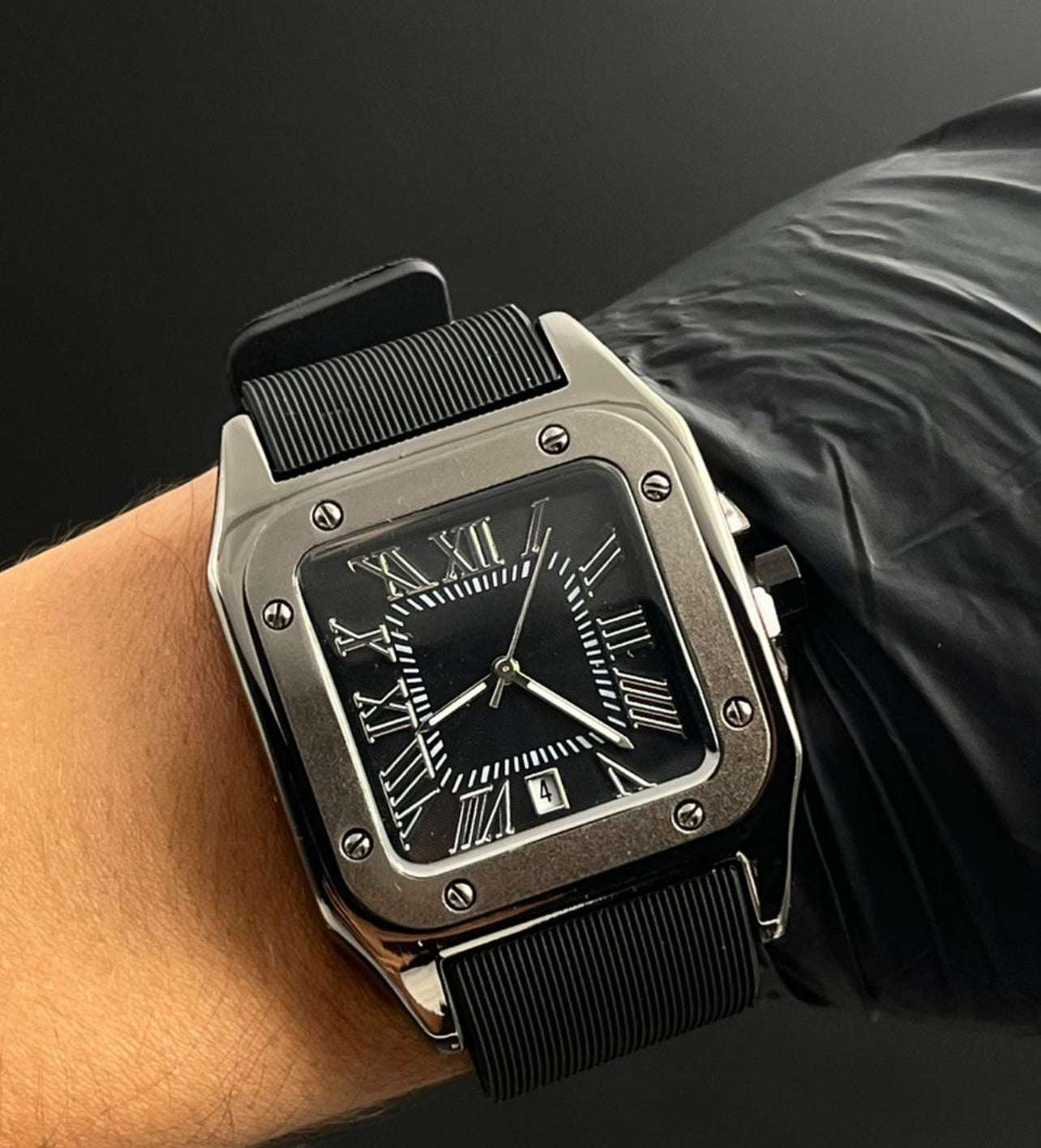 Crtr Santos New Goma Negro Tablero Negro Numero Plateado