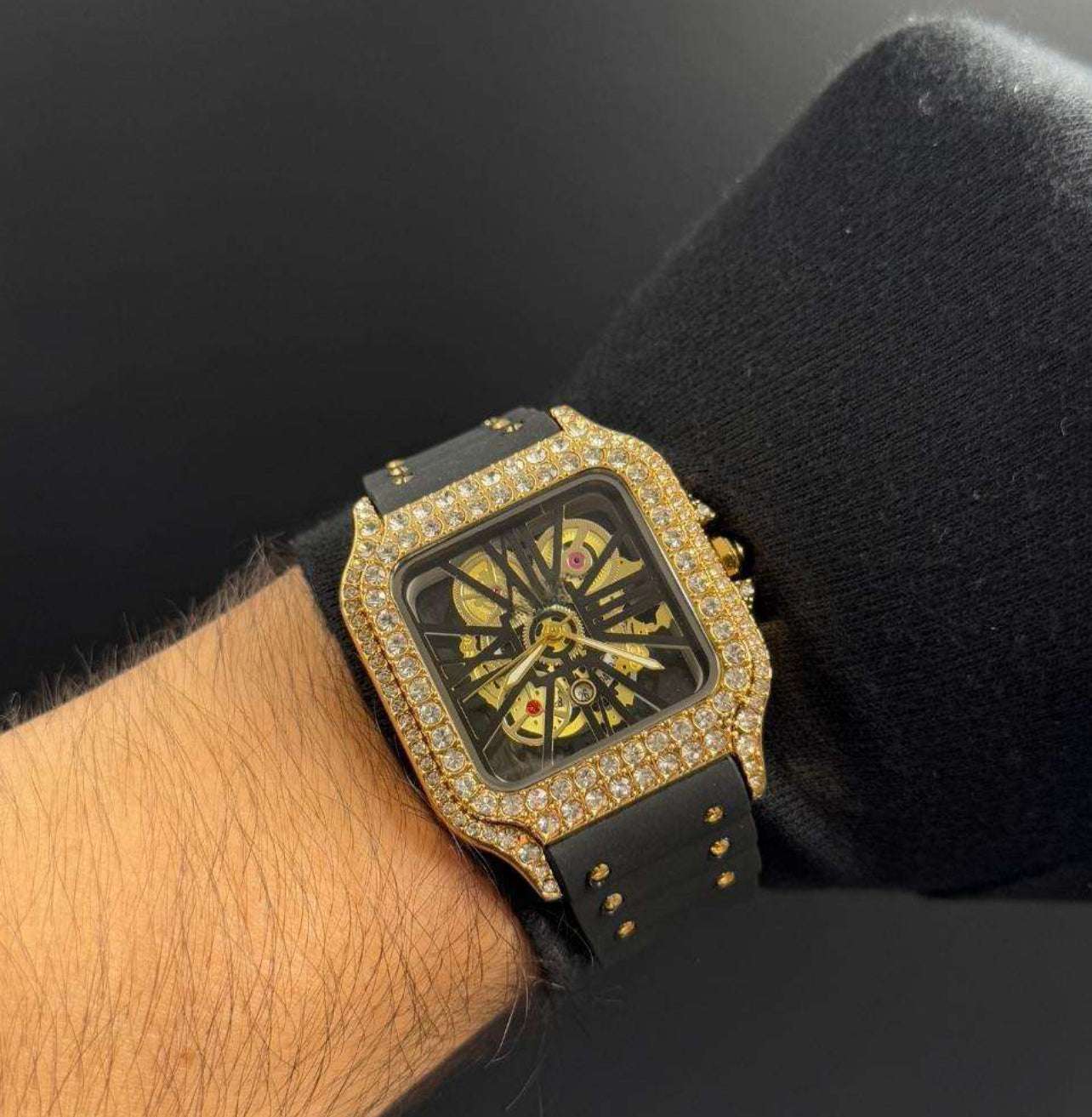 Crtr Santos Skeleton Circones Negro Tablero Negro - Dorado