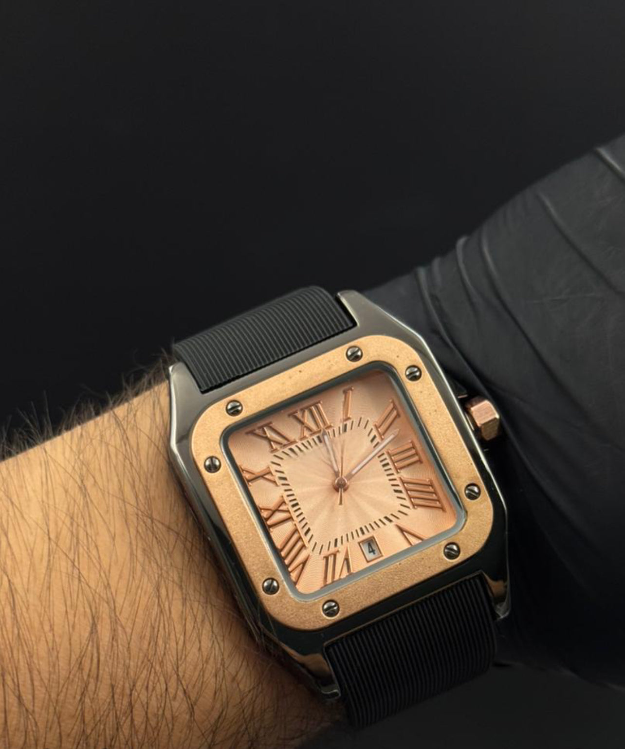 Crtr Santos New Goma Negra Tablero Oro Rosa