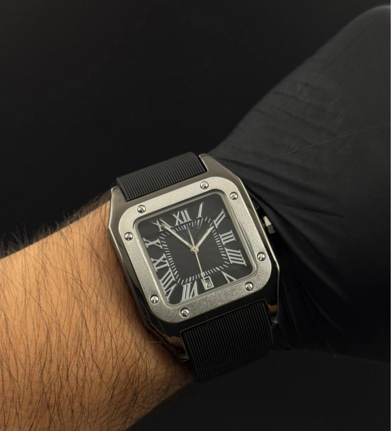 Crtr Santos New Goma Negra Tablero Negro Plateado