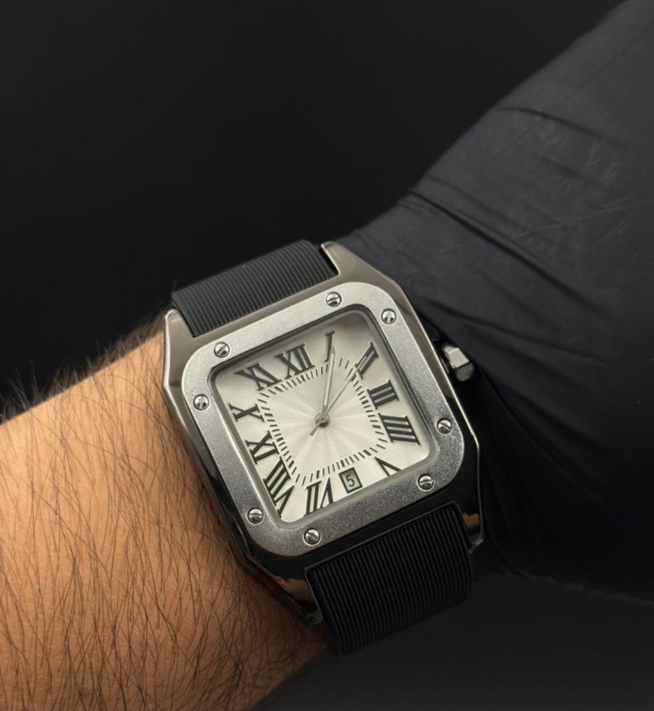 Crtr Santos New Goma Negra Tablero Blanco Plateado