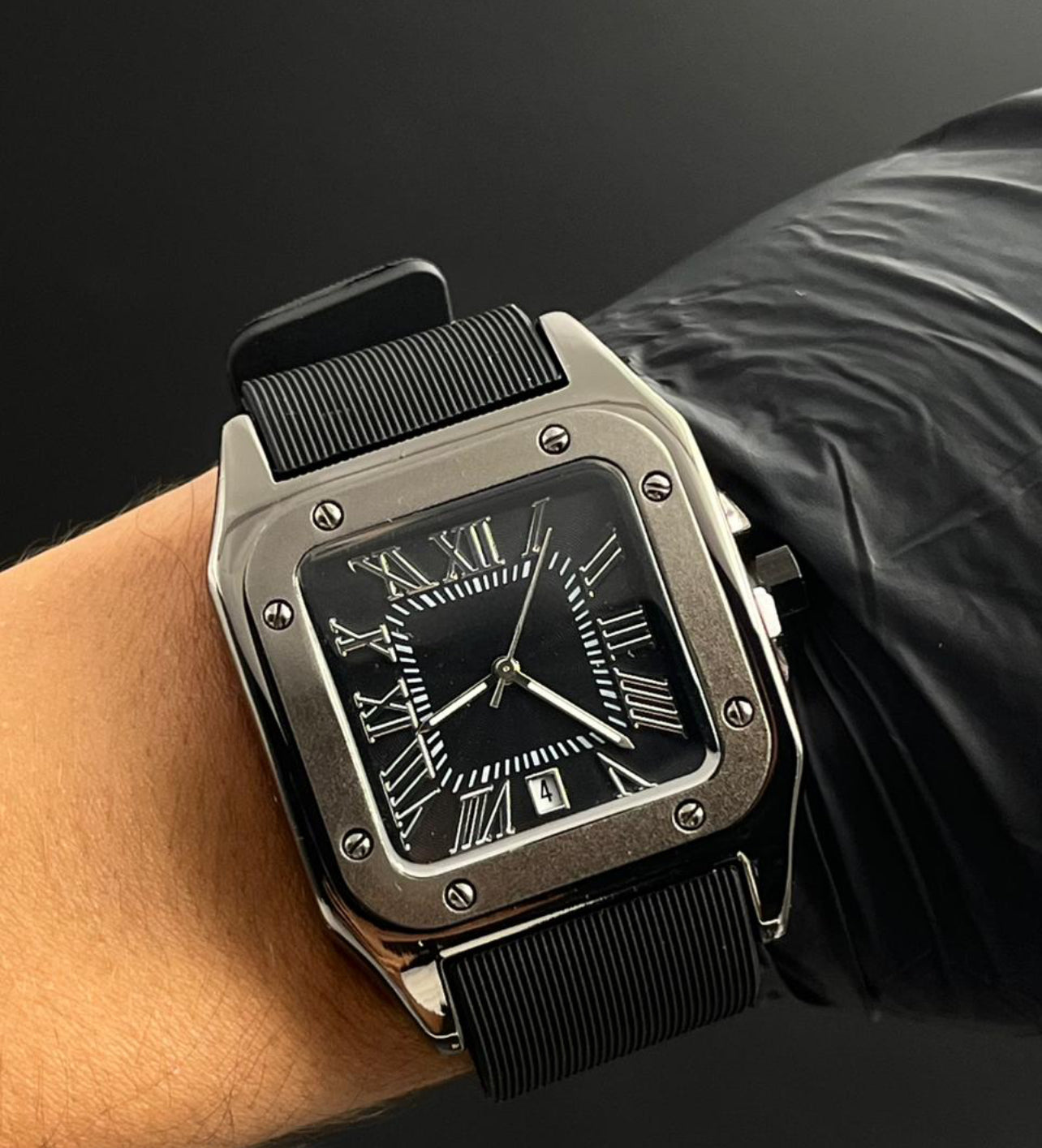 Crtr Santos New Goma Negro Tablero Negro Numero Plateado