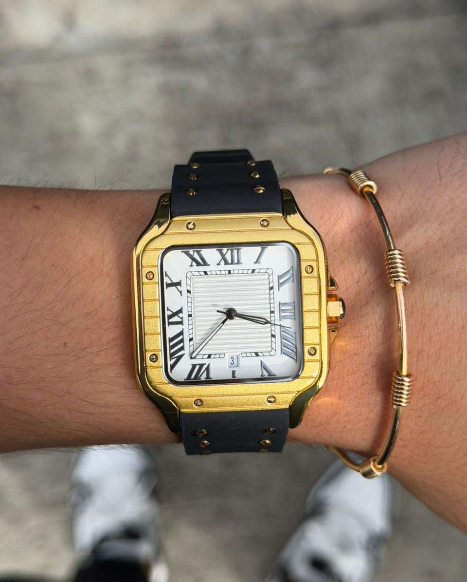 Crtr Santos Goma Negra Tablero  Blanco Dorado